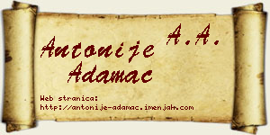 Antonije Adamac vizit kartica